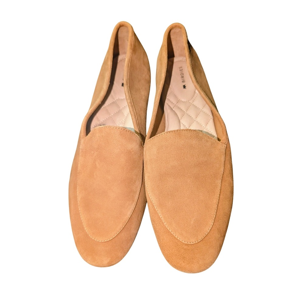 Birdies Starling Tan Suede Loafers Womens 9.5 Smoking Slipper Flats Cushion Sole